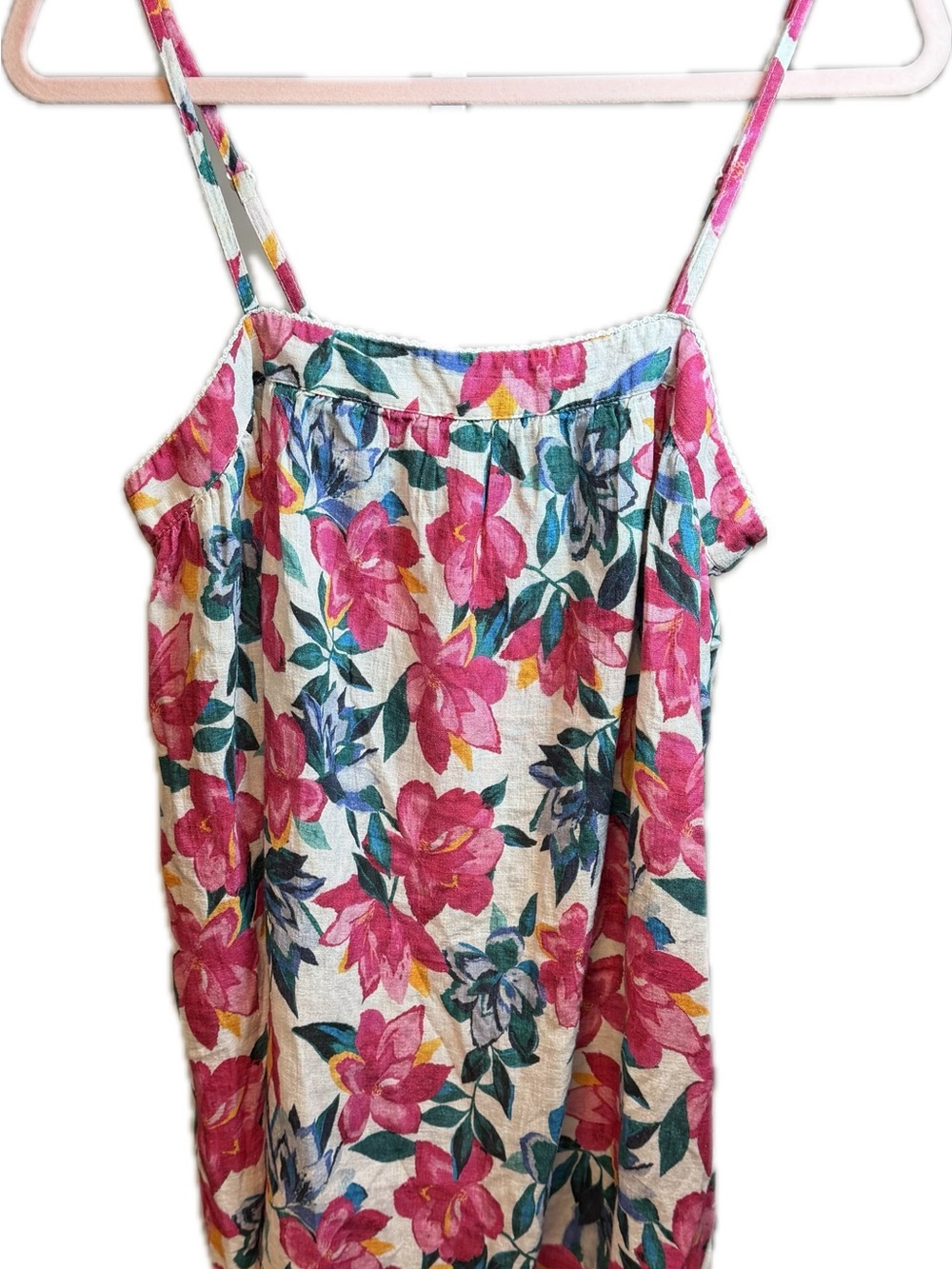 Andie Floral Pink and Green Spaghetti-Strap Camisole